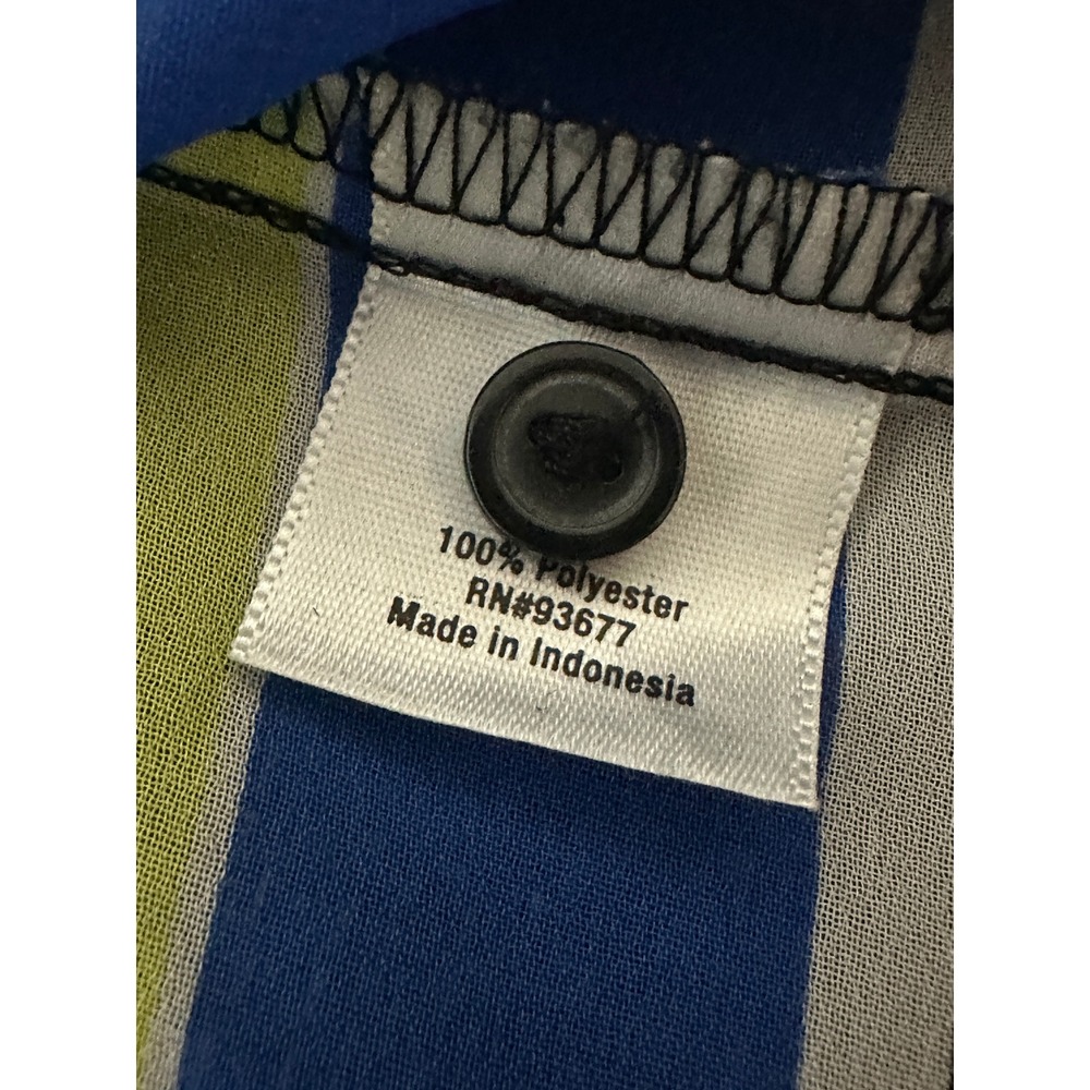 a.n.a Women's PL Blouse Multi-Color Striped Sheer Henley V-Neck Long Sleeve - Picture 5 of 7
